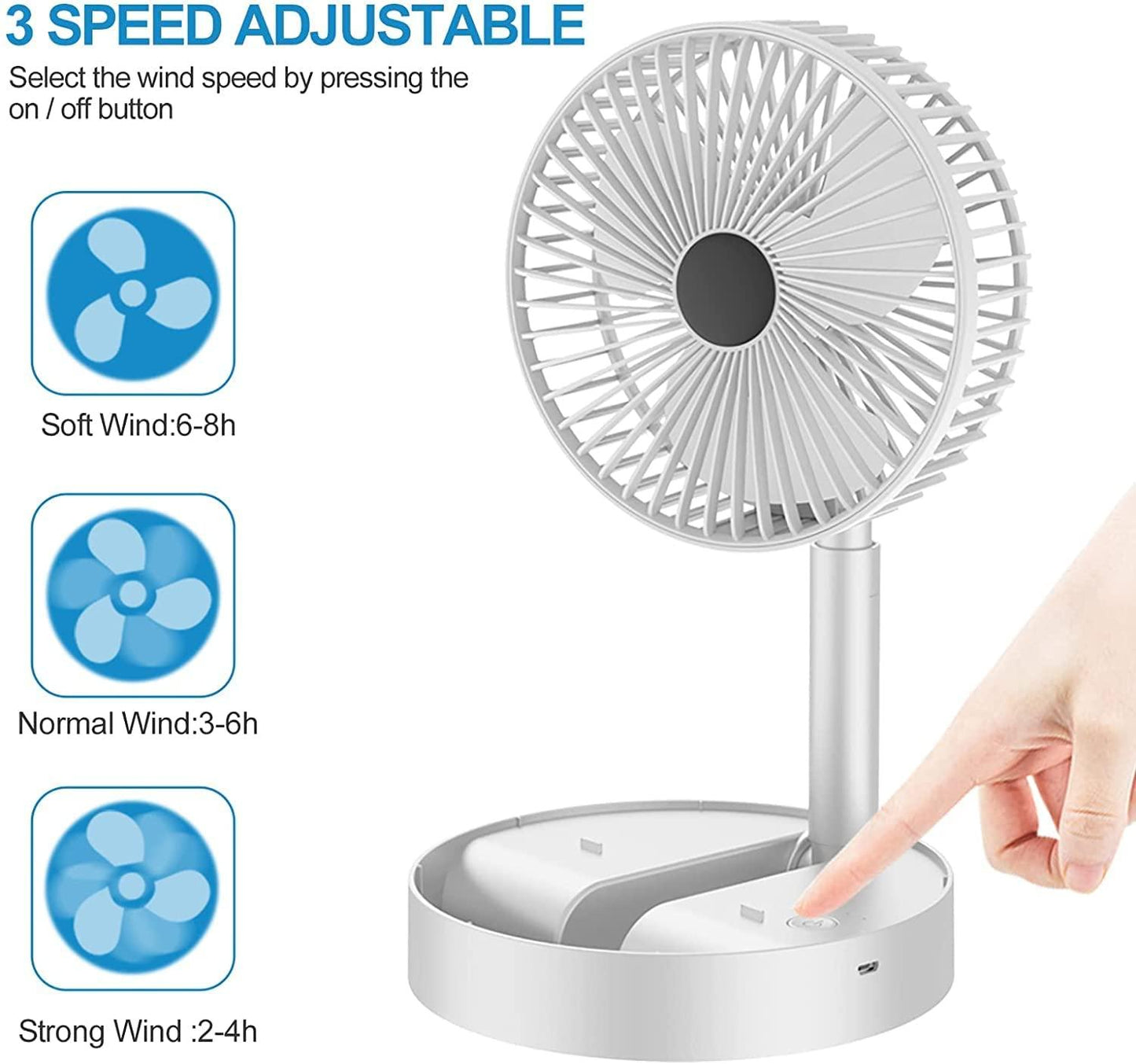 Powerful Rechargeable High-Speed Table Desk Fan